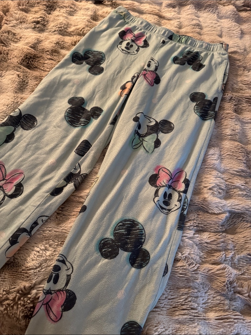 Disney women’s  Mint Green Minnie Mouse Fleece Pajama Pants